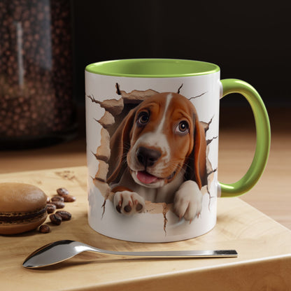 Basset Hound Peekaboo Accent Coffee Mug — Cute Dog Lover Gift (11/15 oz)