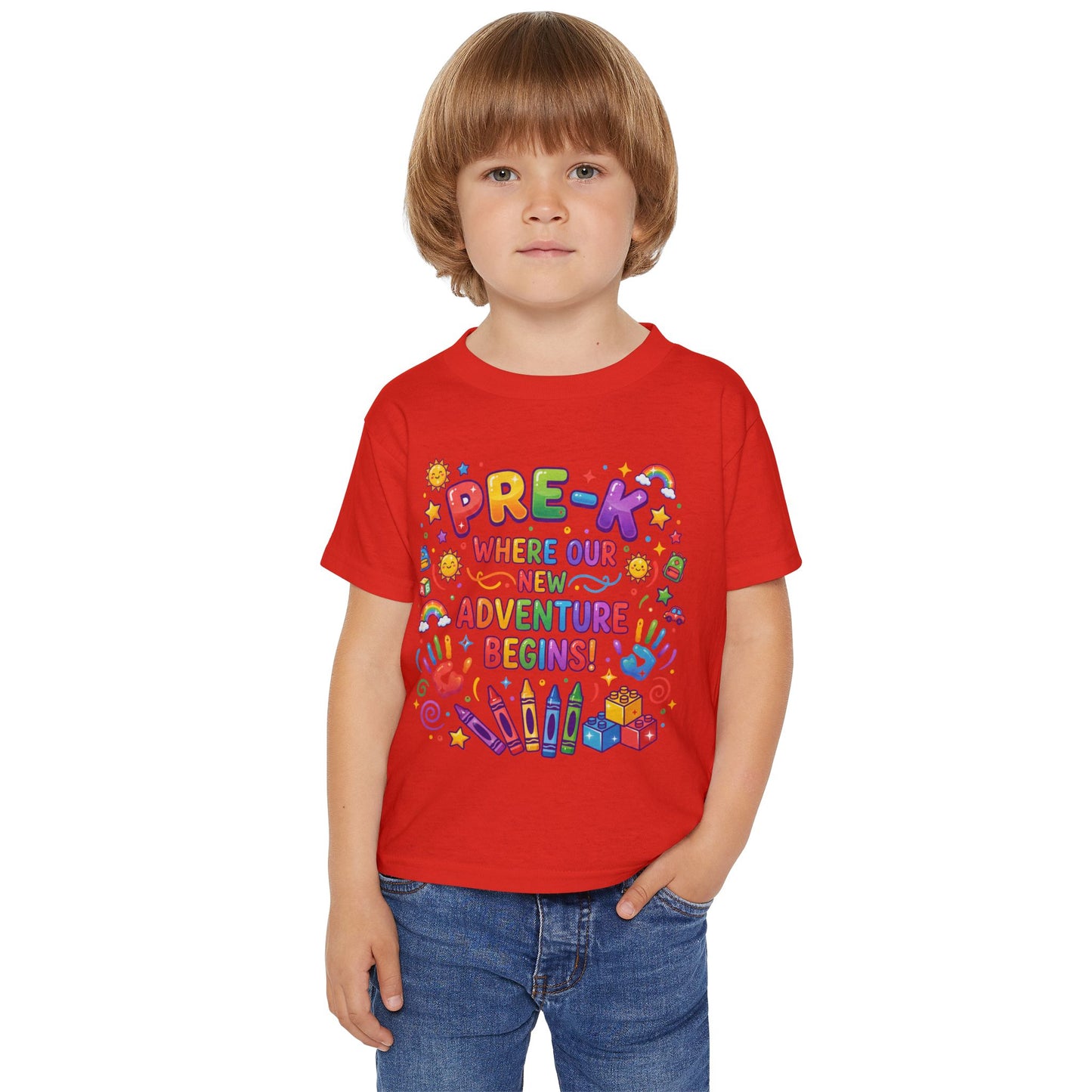 Toddler T‑Shirt — "Pre-K: Where Our New Adventure Begins!" Colorful Back-to-School Tee