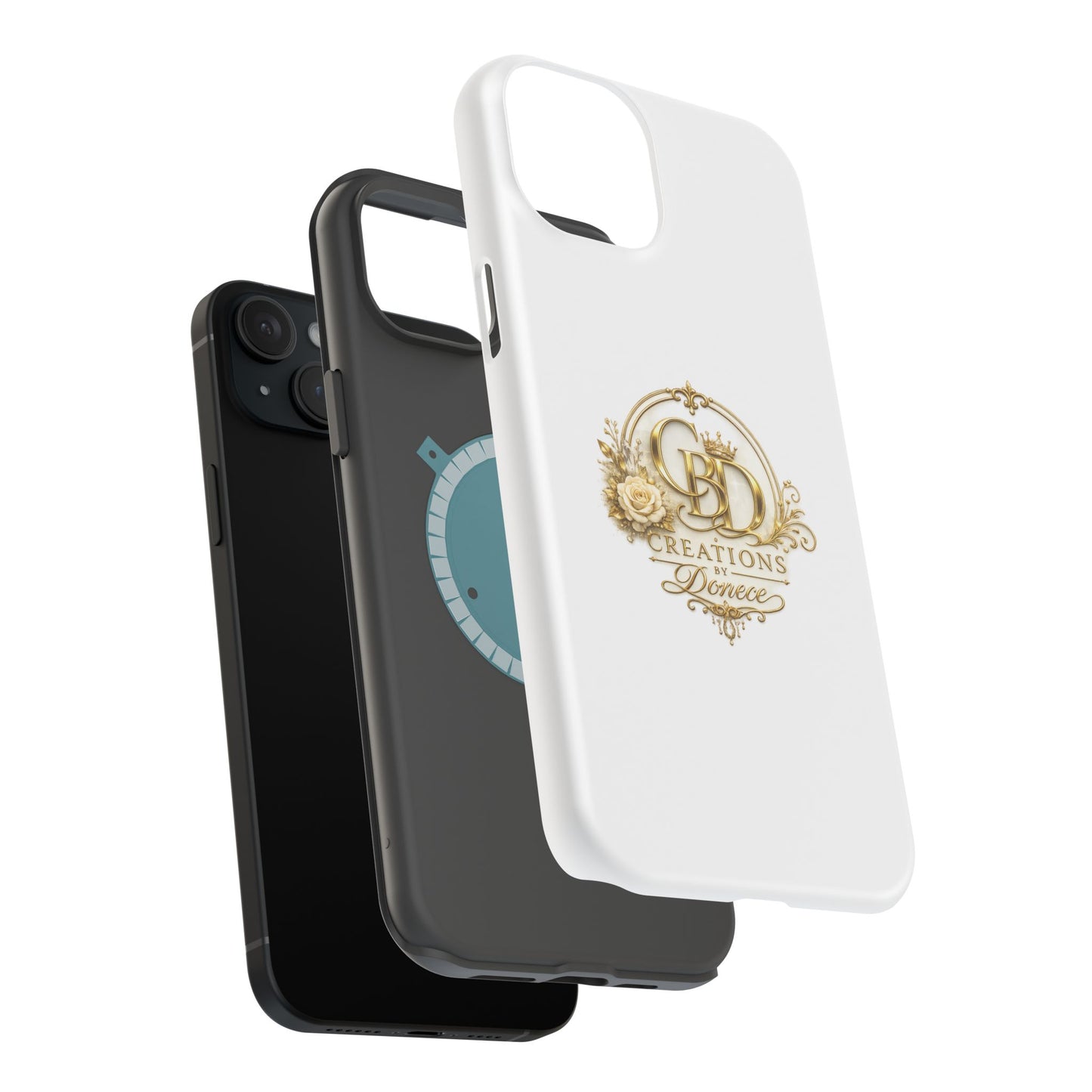 Magnetic Impact-Resistant Phone Case — Gold Floral Crest Logo