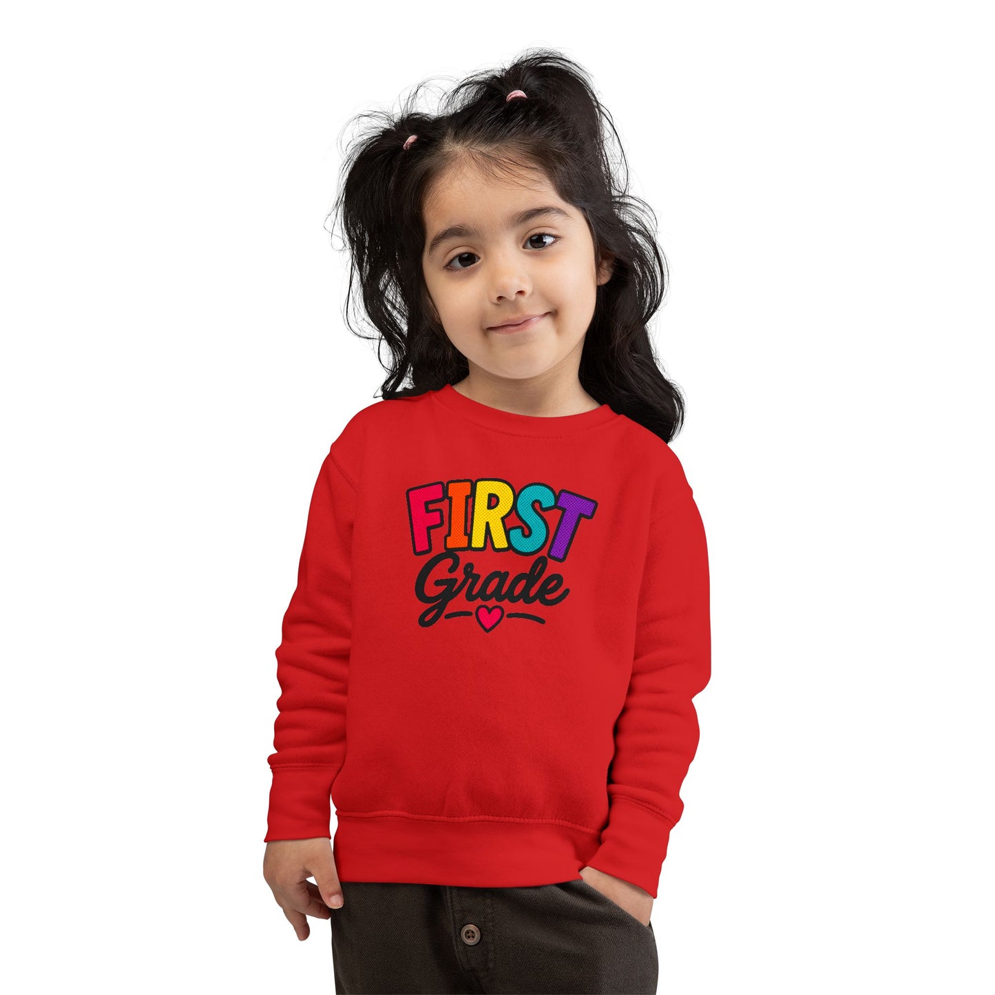 First Grade Toddler Sweatshirt — Colorful Back-to-School Kids Pullover