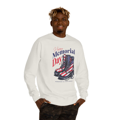 Memorial Day Flag Combat Boots Sweatshirt — Honoring All Who Served