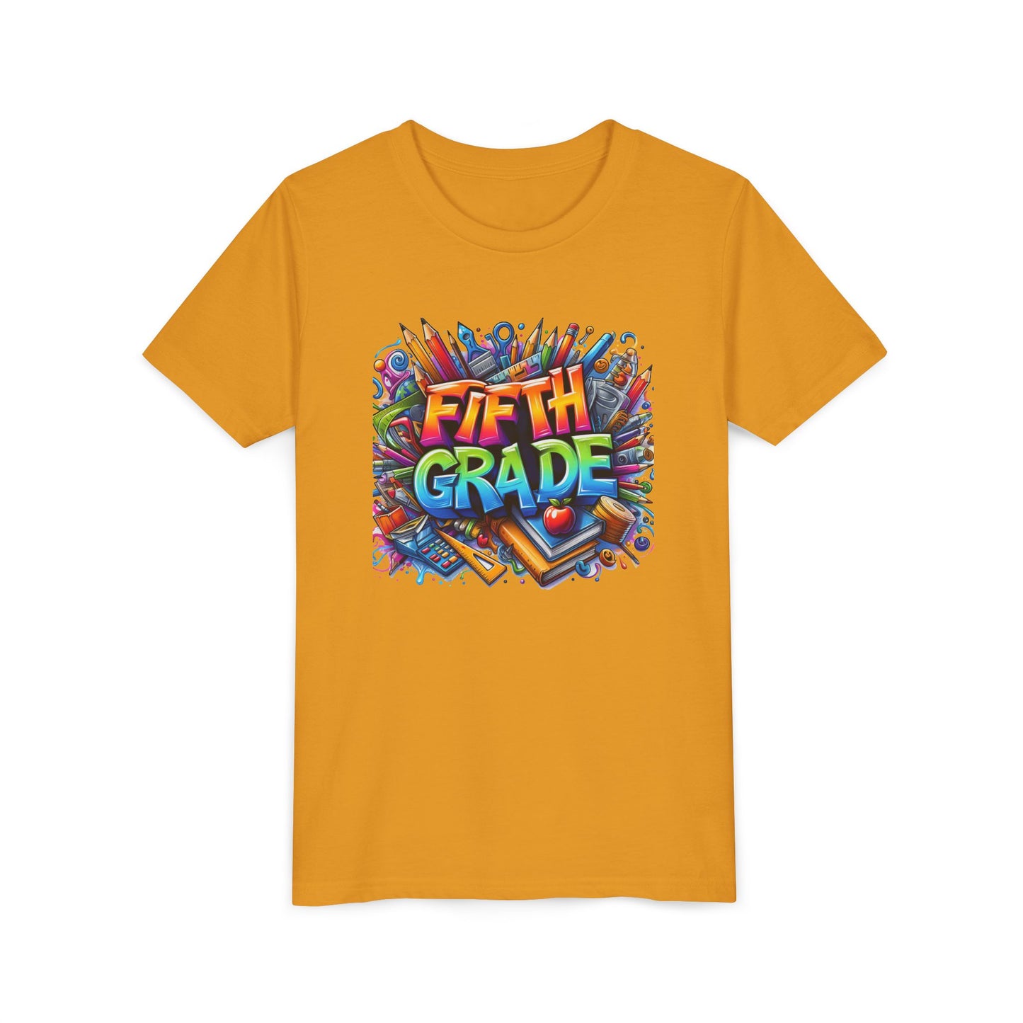 Fifth Grade Kid's Tee - Colorful School Supplies Back to School T-Shirt