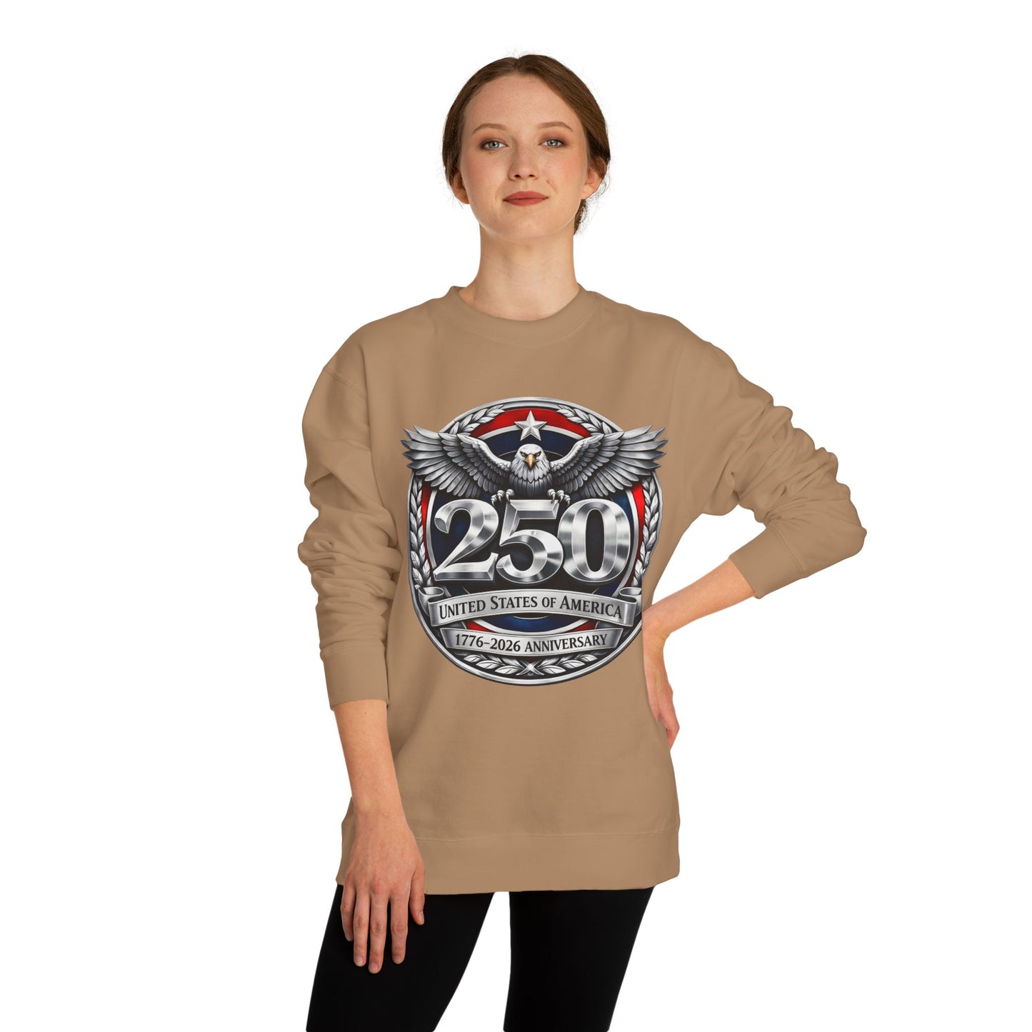 250th USA Anniversary Sweatshirt — Eagle Emblem 1776–2026 Commemorative Crewneck