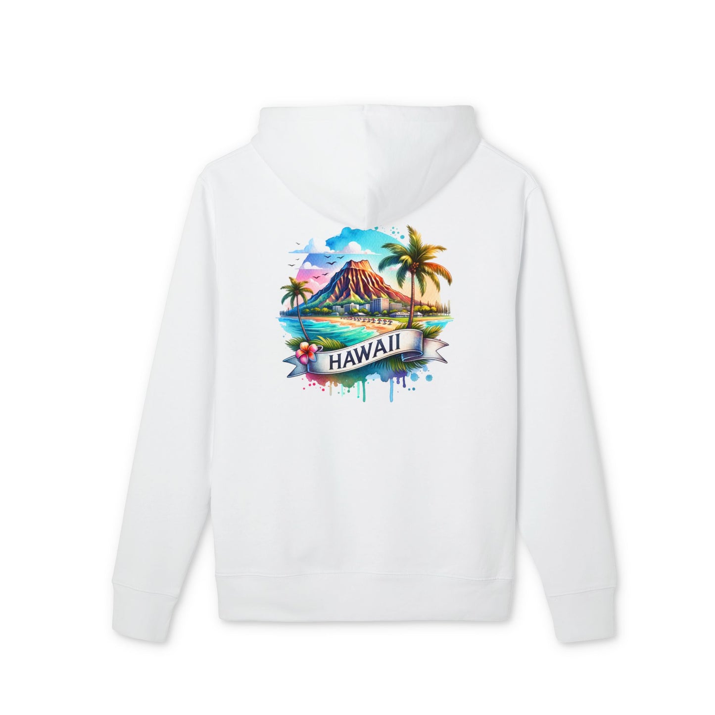 Hawaii Watercolor Hoodie — Tropical Island Palm Beach Pullover