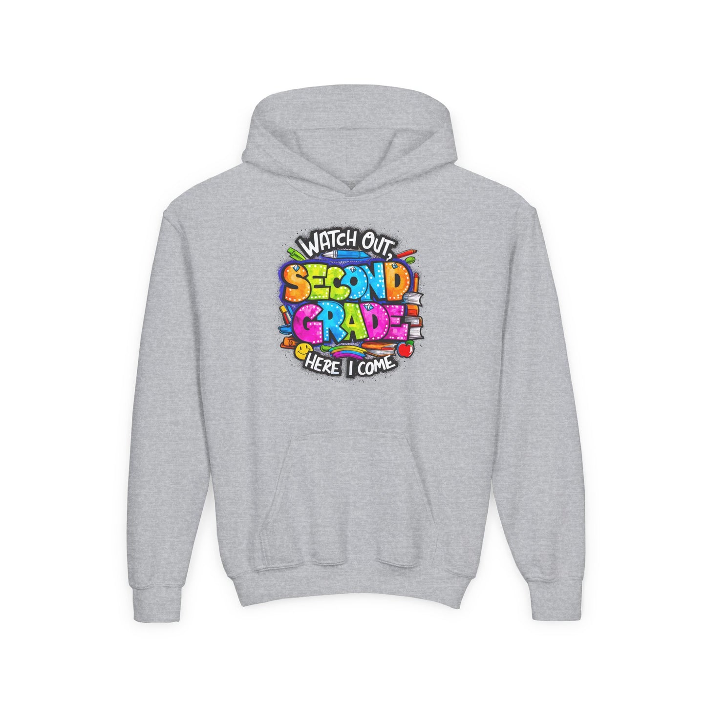 Second Grade Kids' Hoodie - "Watch Out Second Grade Here I Come" Back-to-School Sweatshirt