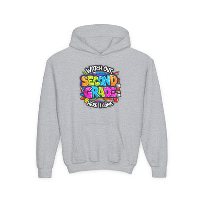 Second Grade Kids' Hoodie - "Watch Out Second Grade Here I Come" Back-to-School Sweatshirt