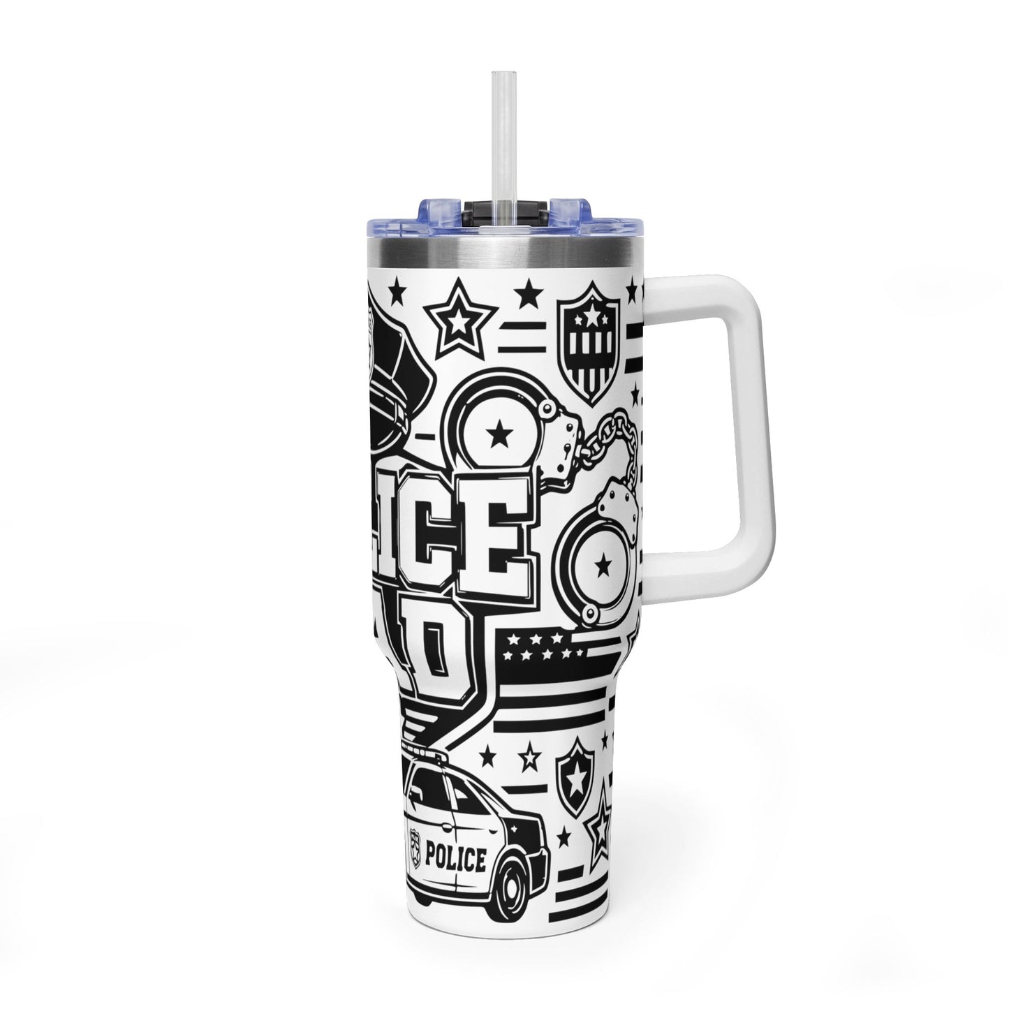 Tumbler — 'Police Dad' 40oz Vacuum Insulated Travel Mug (Patrol Badge Design)