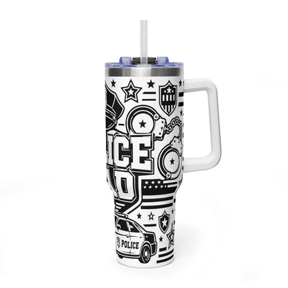 Tumbler — 'Police Dad' 40oz Vacuum Insulated Travel Mug (Patrol Badge Design)