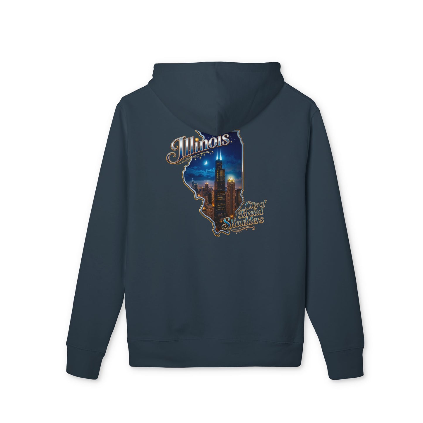 Illinois Skyline Hoodie — "City of Broad Shoulders" Retro State Map
