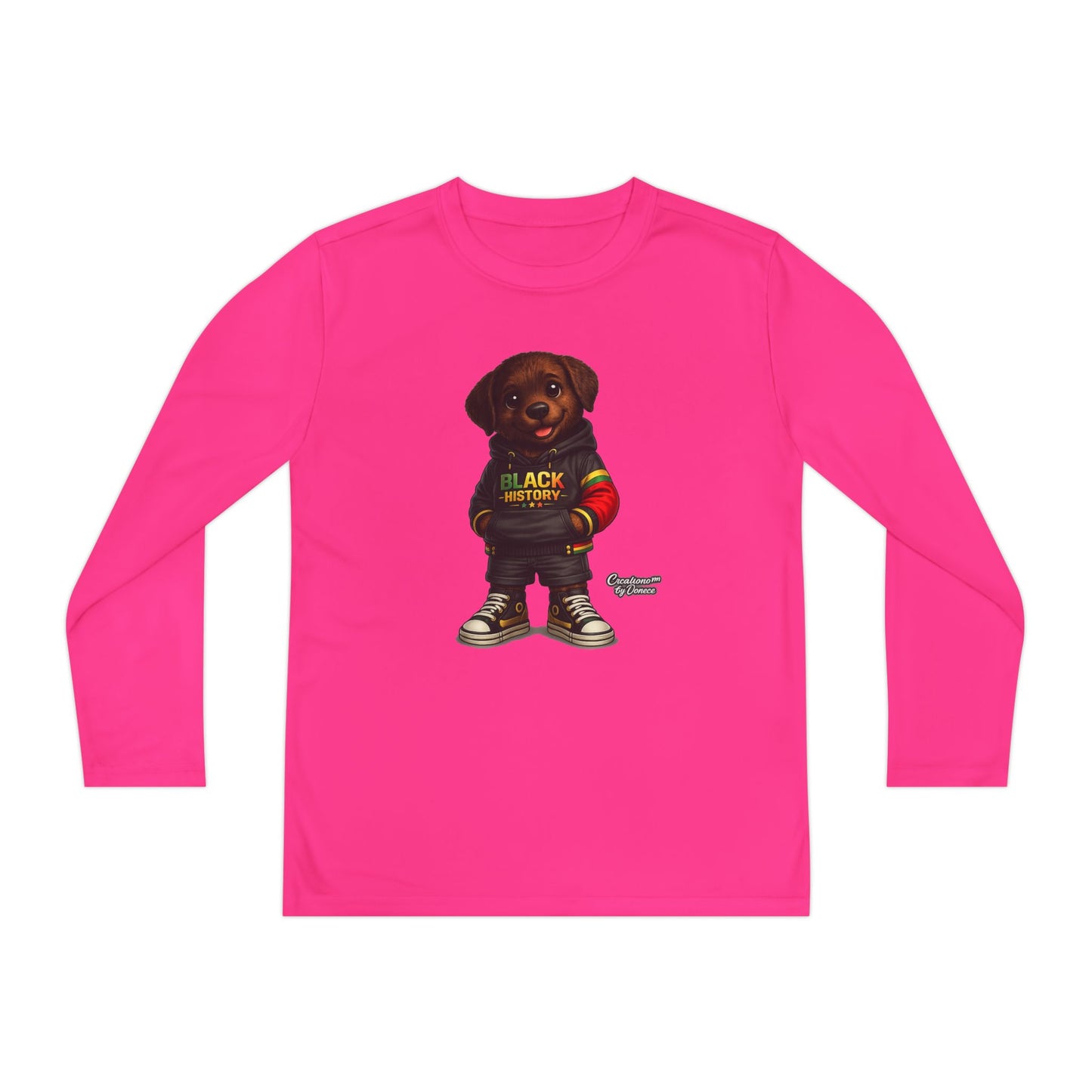Kids Long Sleeve Tee — Rasta Teddy 'Black Excellence' Graphic