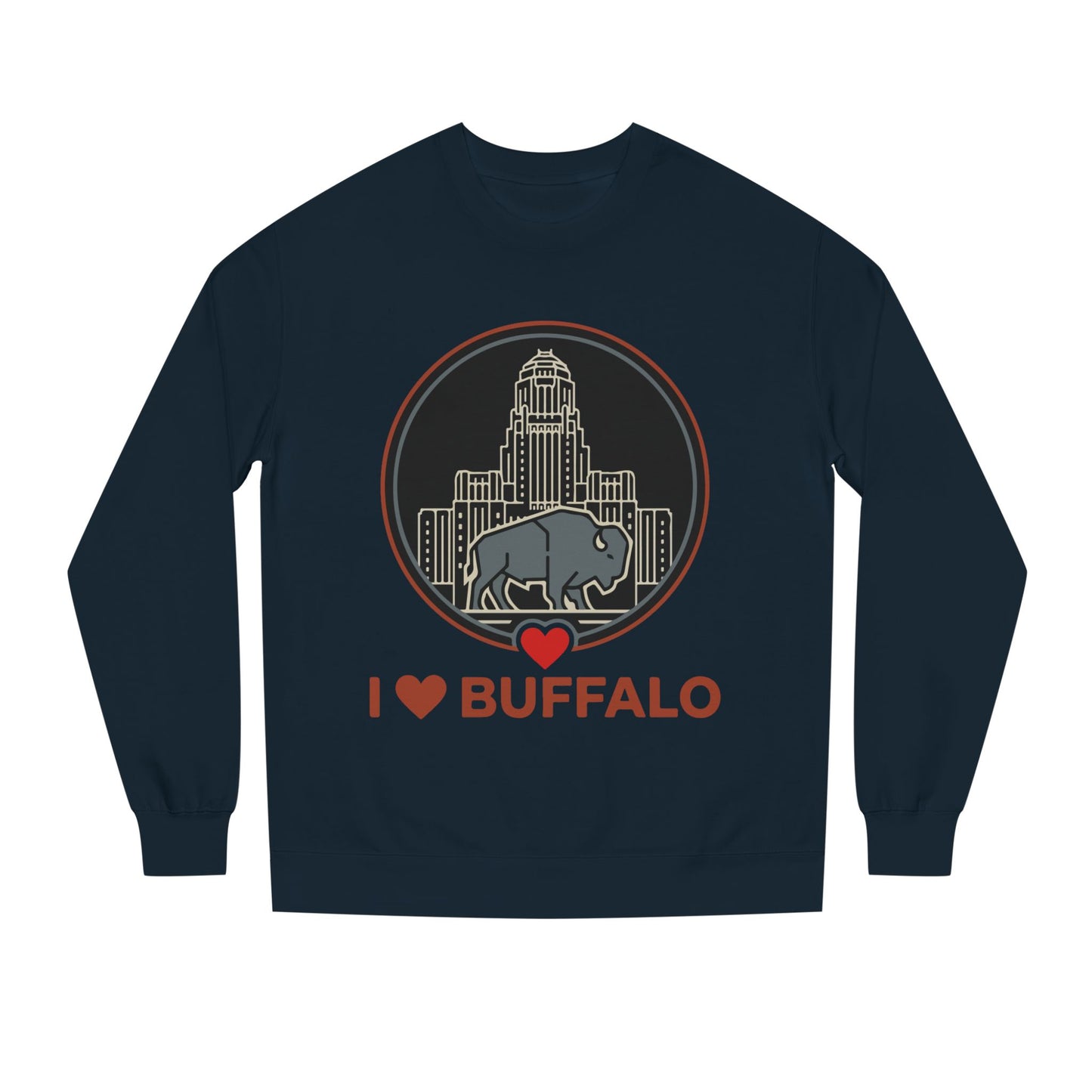 I  Buffalo Sweatshirt — Buffalo Skyline & Bison Graphic Crewneck