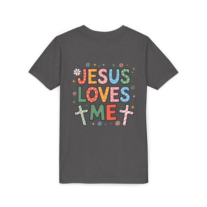 Youth Tee — "Jesus Loves Me" Colorful Christian Kids T-Shirt