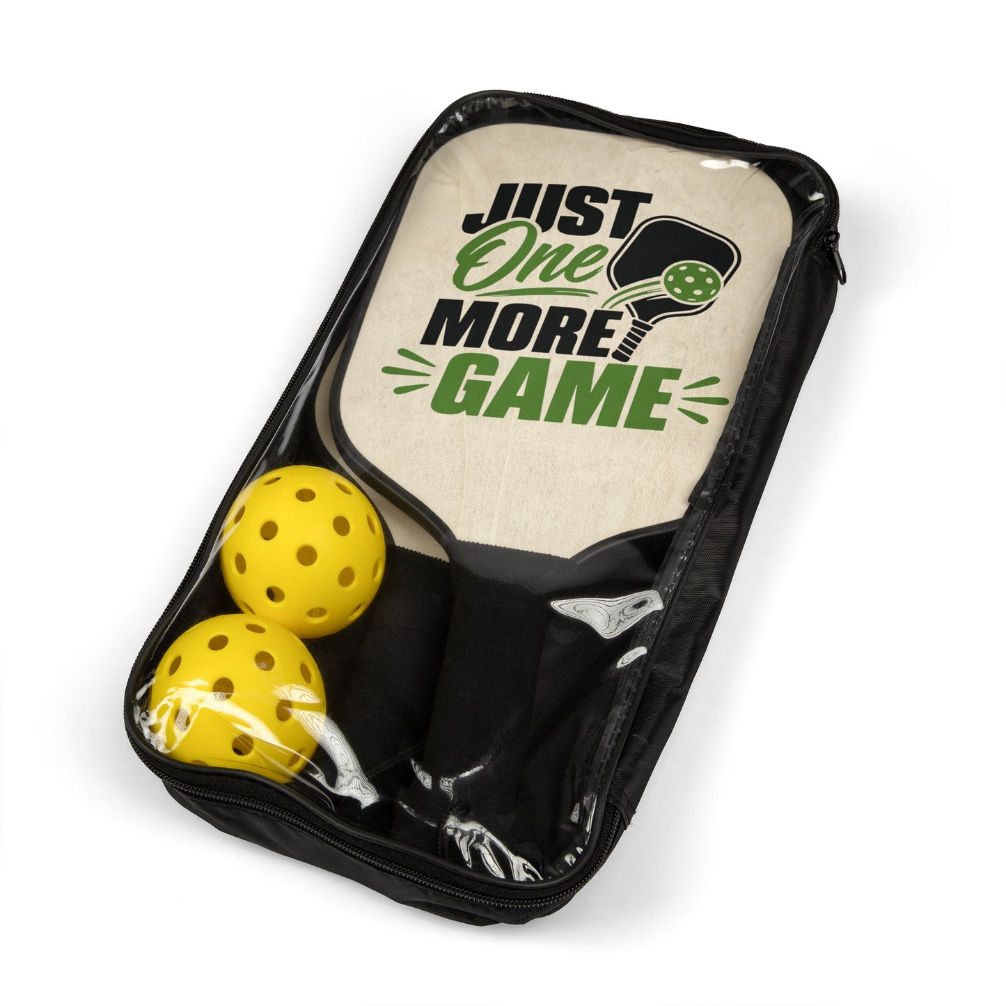 Pickleball Paddles Set — "Just One More Game" Lightweight Kit with 2 Paddles & Balls