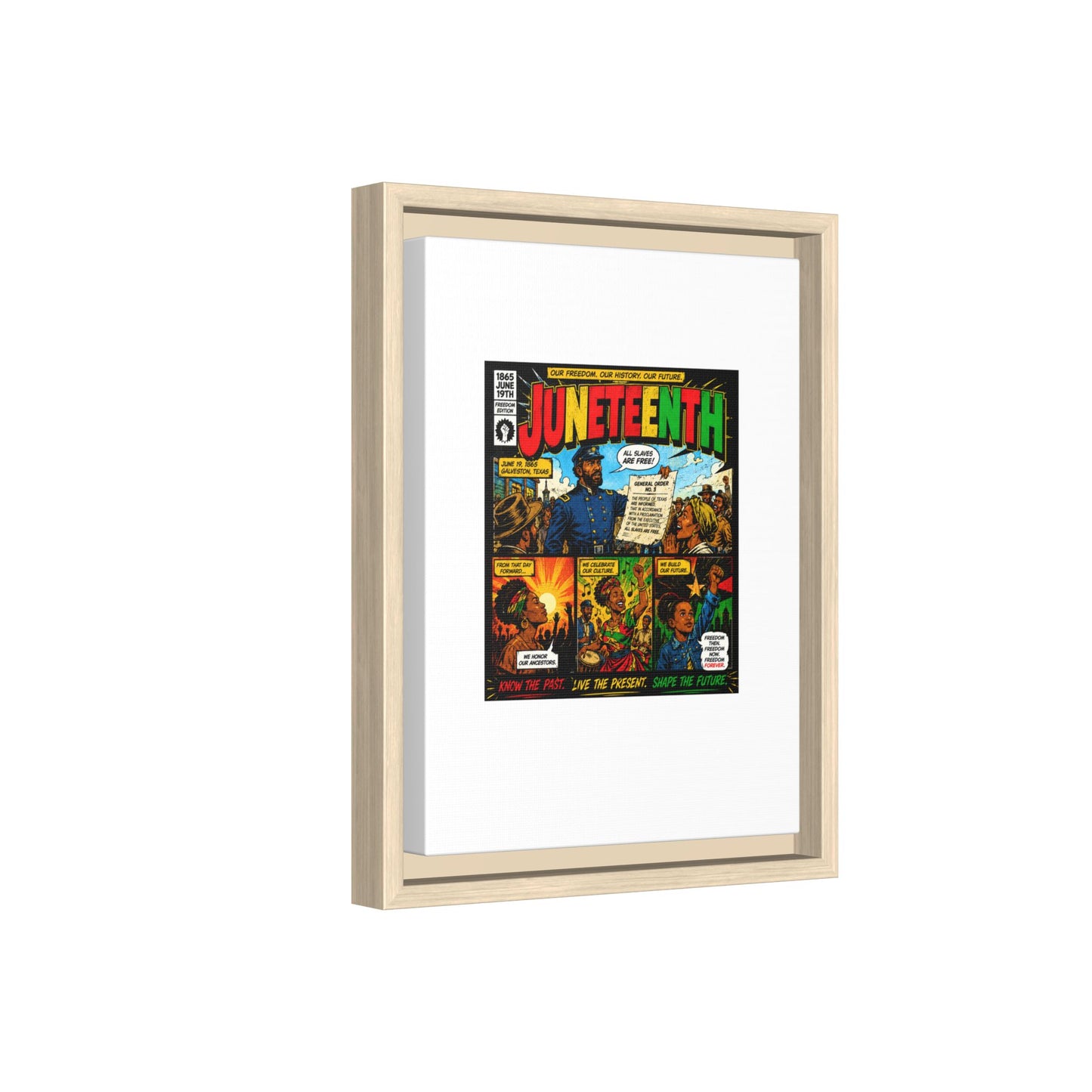 Juneteenth Comic Art Canvas - Framed Matte Wall Decor