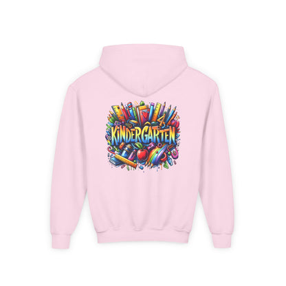 Kindergarten Kids Hoodie — Colorful School Supplies Back-to-School Sweatshirt