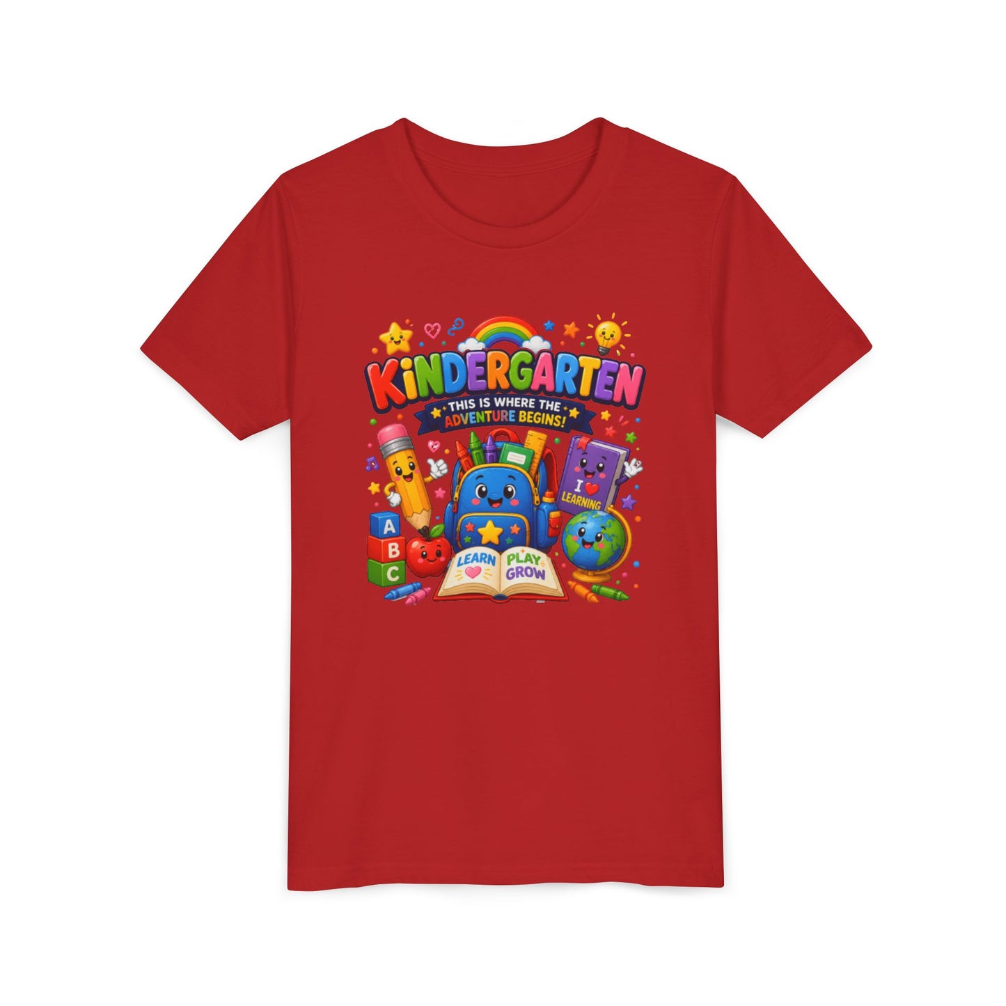 Kindergarten Kids T‑Shirt — 'Kindergarten: This Is Where the Fun Begins' Colorful Back-to-School Tee