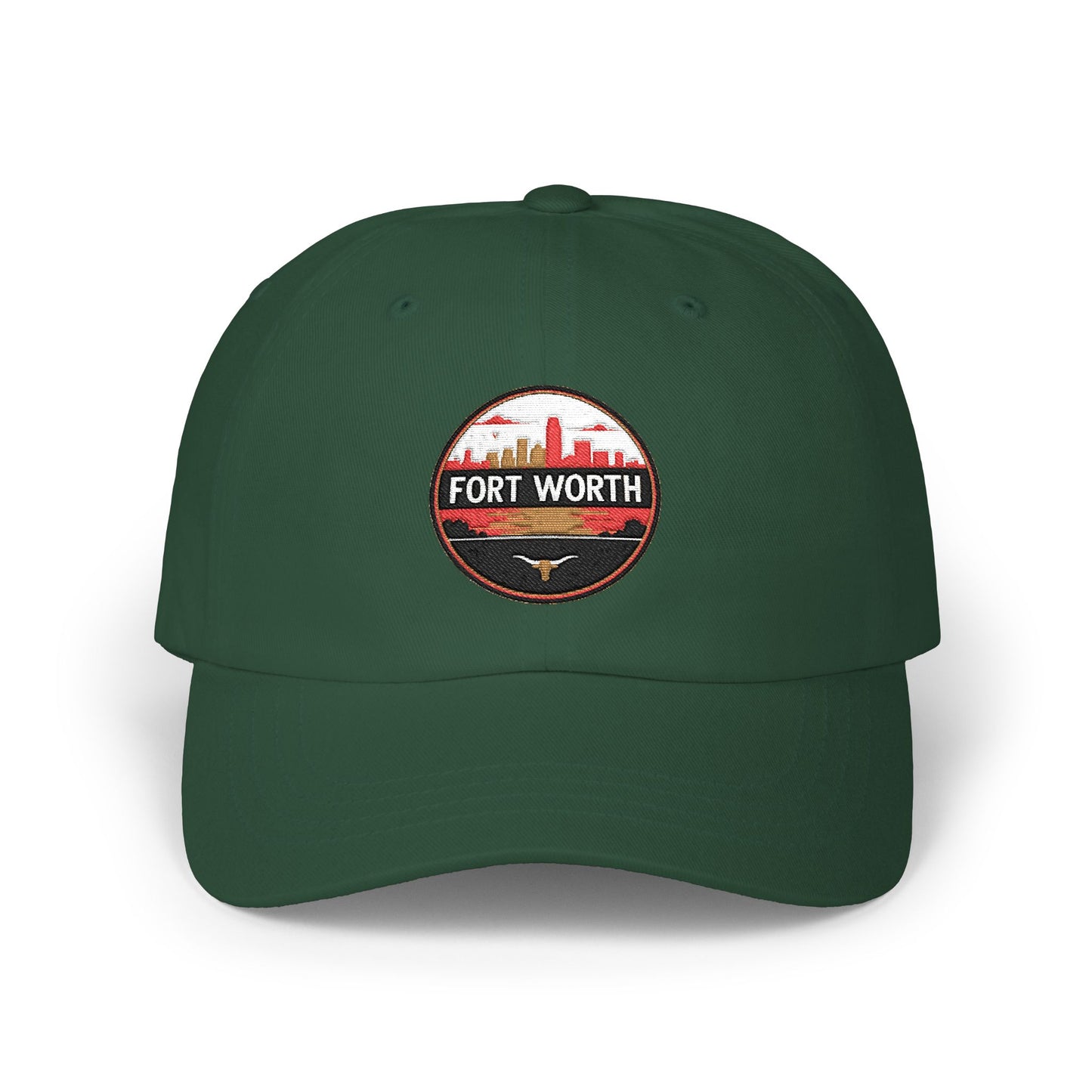 Fort Worth Skyline Dad Cap – Vintage Round Patch Hat