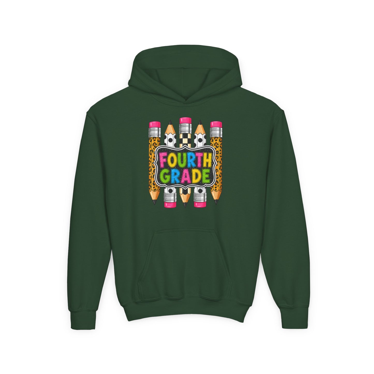 Fourth Grade Kids Hoodie — Colorful Pencil School Sweatshirt