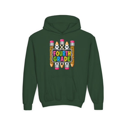 Fourth Grade Kids Hoodie — Colorful Pencil School Sweatshirt