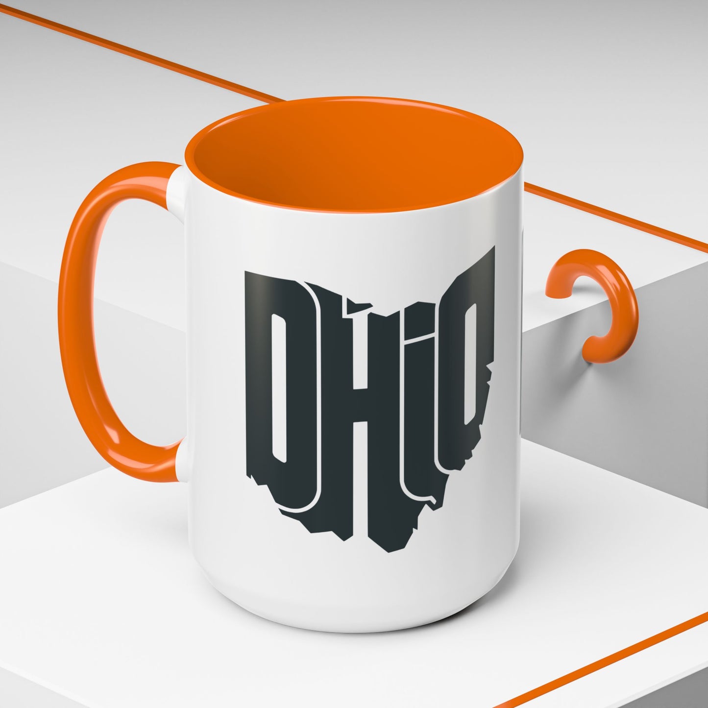 Ohio State Outline Accent Coffee Mug – Black Handle & Interior