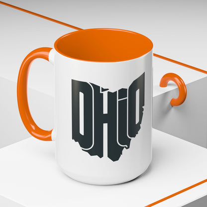Ohio State Outline Accent Coffee Mug – Black Handle & Interior