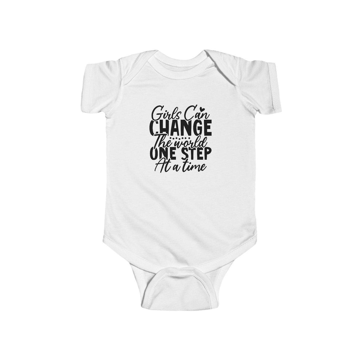 Infant Bodysuit - "Girls Can Change the World One Step at a Time" Inspirational Baby Onesie