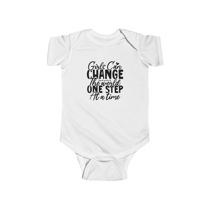 Infant Bodysuit - "Girls Can Change the World One Step at a Time" Inspirational Baby Onesie