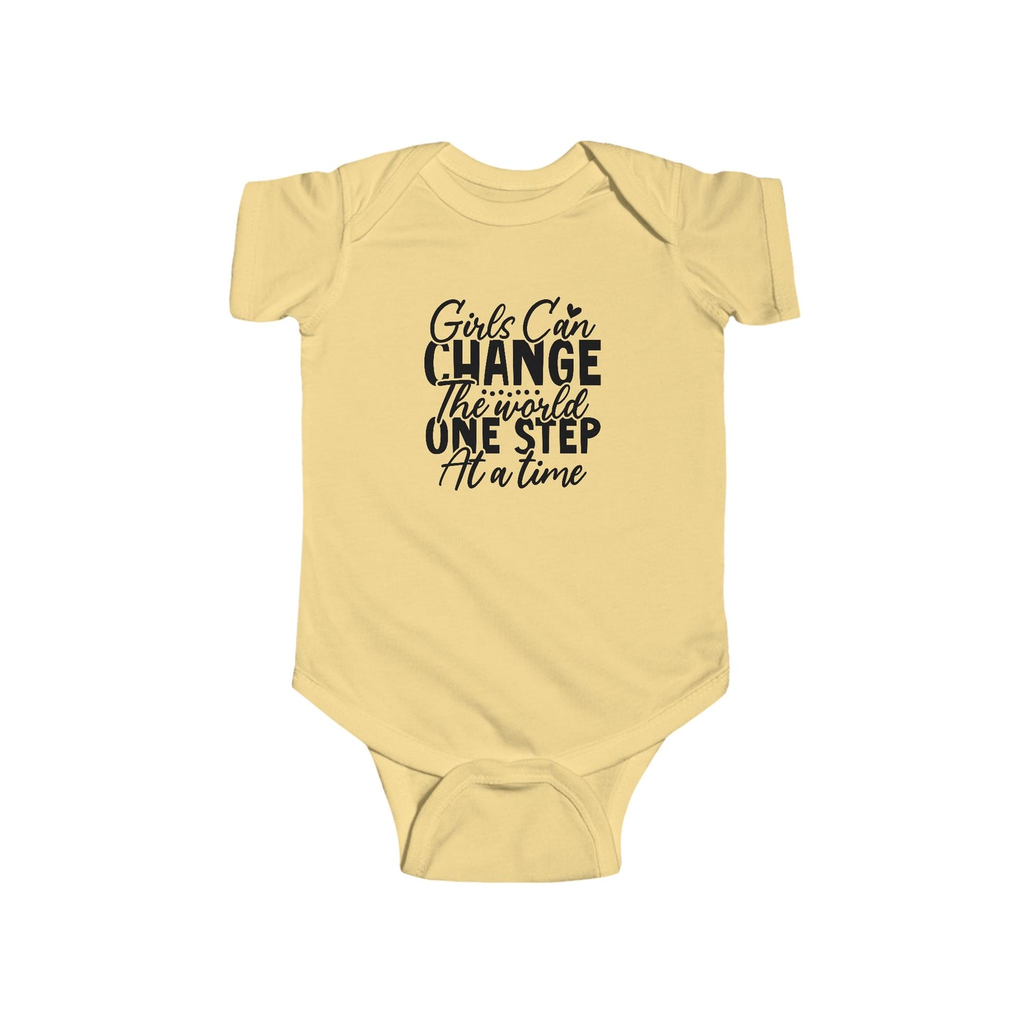 Infant Bodysuit - "Girls Can Change the World One Step at a Time" Inspirational Baby Onesie