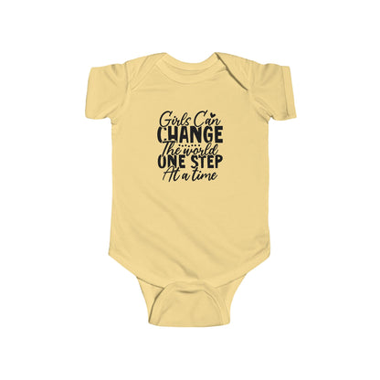 Infant Bodysuit - "Girls Can Change the World One Step at a Time" Inspirational Baby Onesie