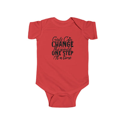 Infant Bodysuit - "Girls Can Change the World One Step at a Time" Inspirational Baby Onesie