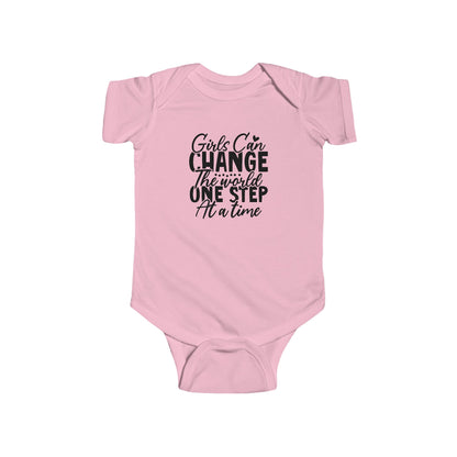 Infant Bodysuit - "Girls Can Change the World One Step at a Time" Inspirational Baby Onesie