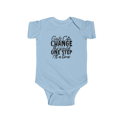 Infant Bodysuit - "Girls Can Change the World One Step at a Time" Inspirational Baby Onesie