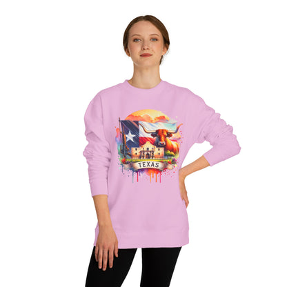 Texas Watercolor Flag Sweatshirt — Longhorn & Alamo Graphic