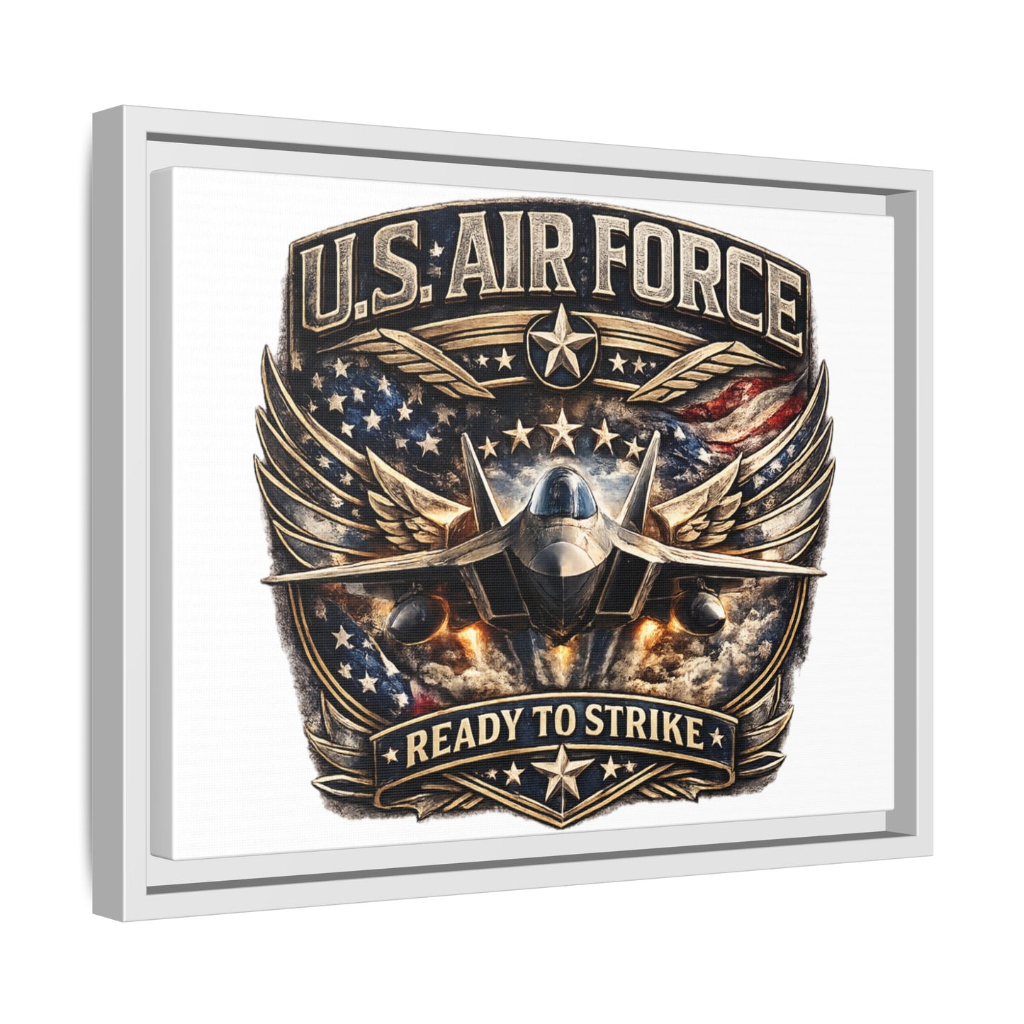 U.S. Air Force Framed Canvas Print – "Ready to Strike" Military Wall Art