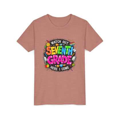 Seventh Grade Kids T-Shirt – “Watch Out Seventh Grade Here I Come” Back-to-School Tee