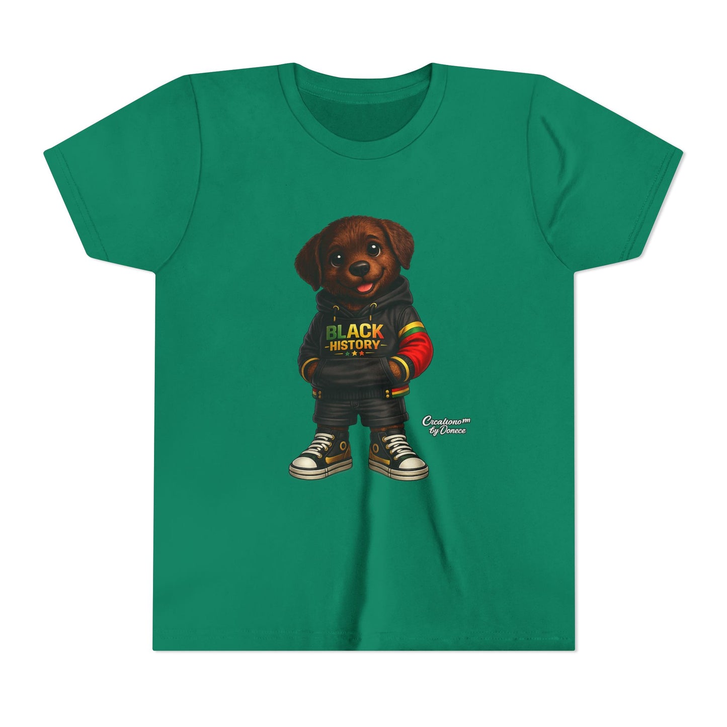 Youth Tee — Cute Puppy 'Black History' Graphic Shirt