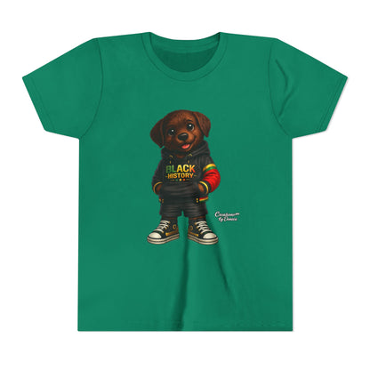 Youth Tee — Cute Puppy 'Black History' Graphic Shirt