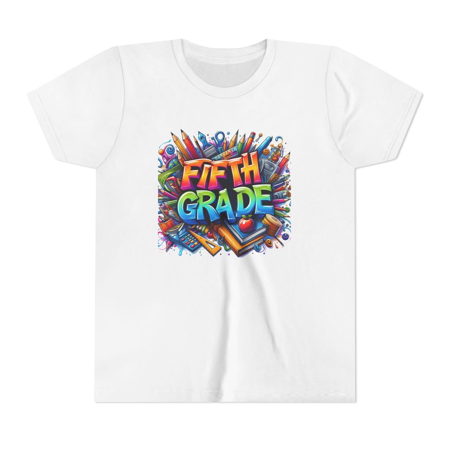 Fifth Grade Kid's Tee - Colorful School Supplies Back to School T-Shirt