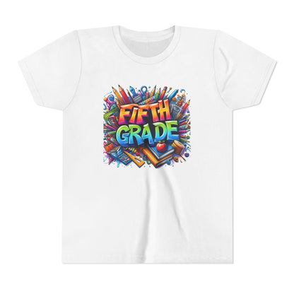 Fifth Grade Kid's Tee - Colorful School Supplies Back to School T-Shirt