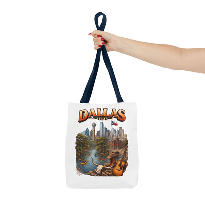 Dallas Texas Scenic Tote Bag – City Skyline & Guitar Souvenir Tote