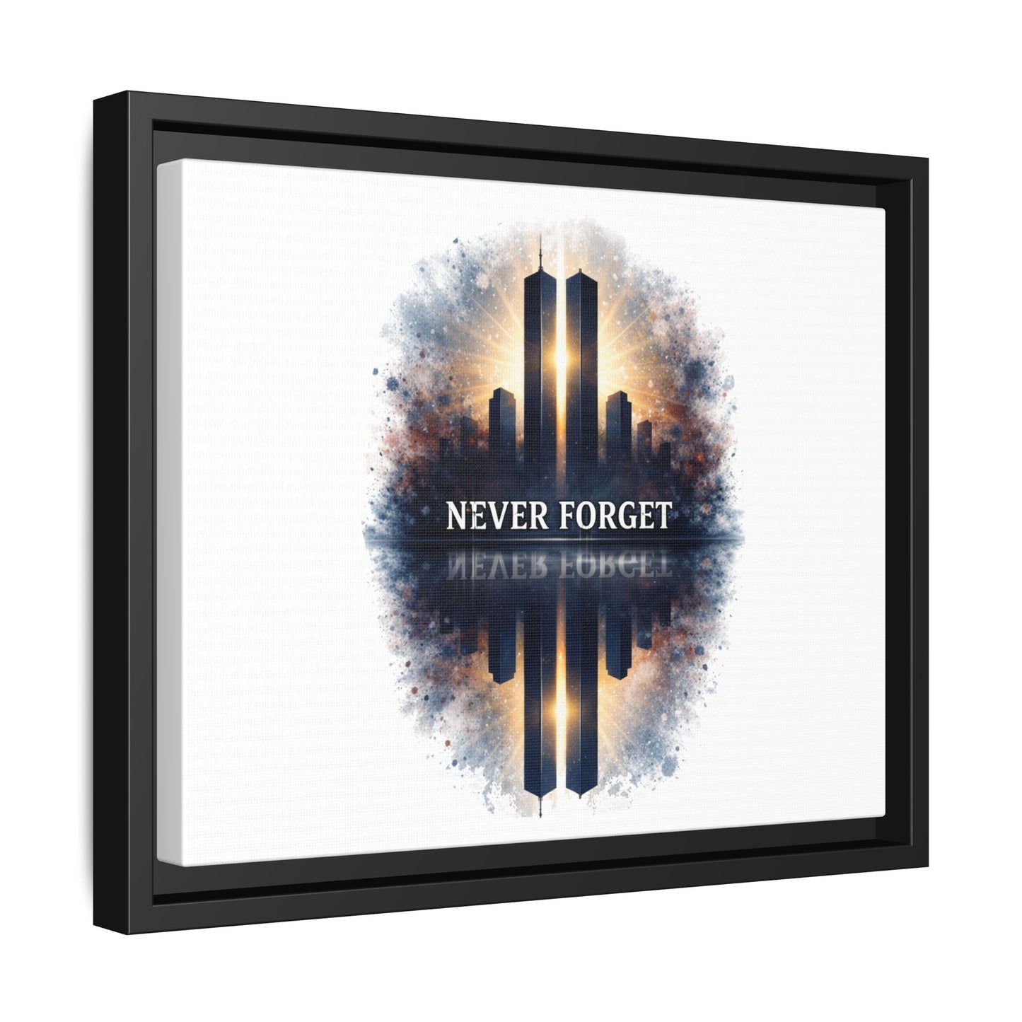 Never Forget Twin Towers Framed Canvas Print