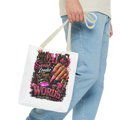 Nails Speak Louder Than Words Tote Bag – Glam Nail Technician Gift