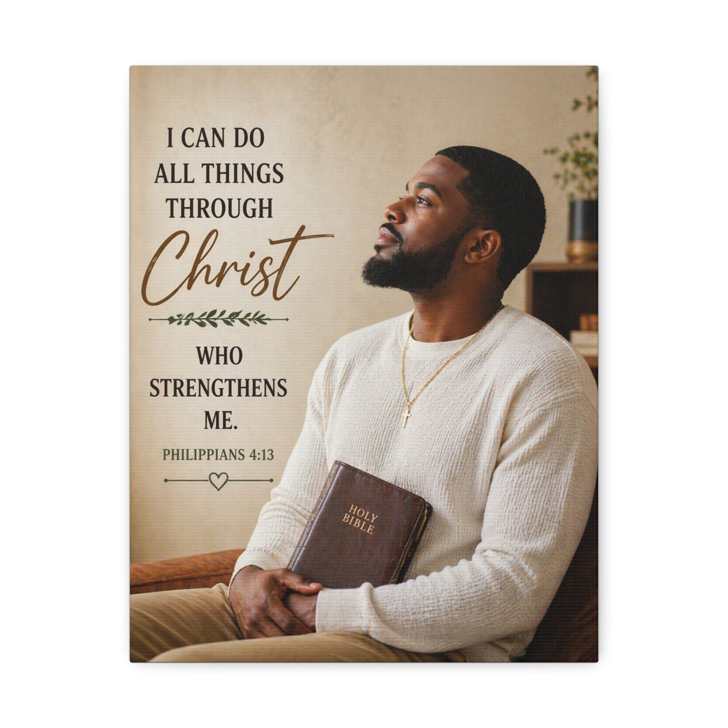 Canvas Wall Art — "I Can Do All Things Through Christ" Inspirational Bible Verse (Philippians 4:13)