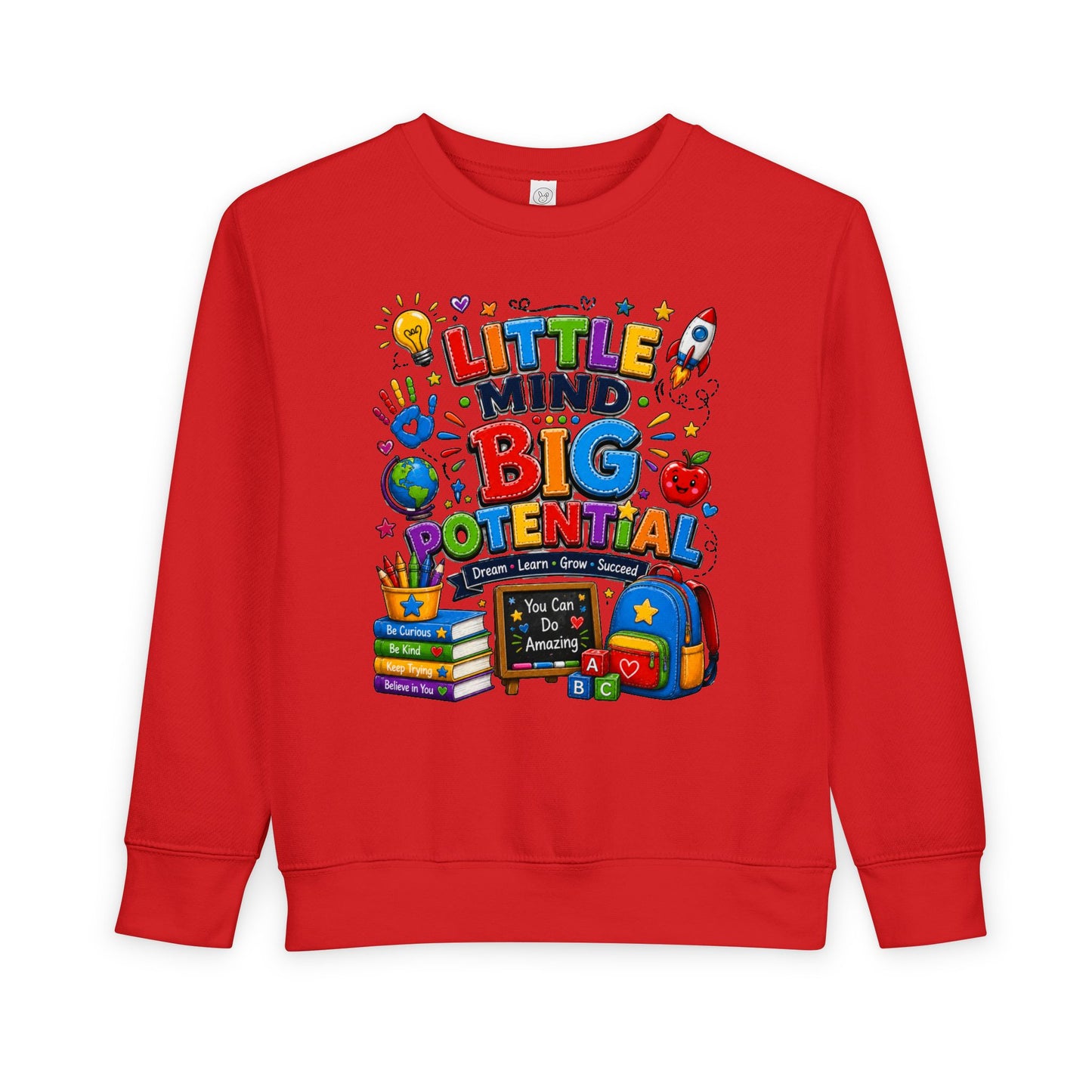 Toddler Sweatshirt — "Little Mind Big Potential" Back-to-School Kids Crewneck
