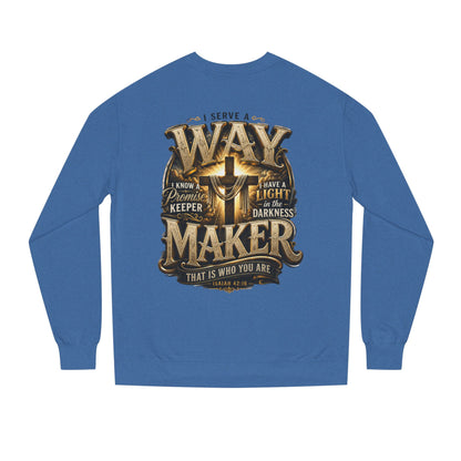 Way Maker Christian Sweatshirt — 'I Serve a Way Maker' Inspirational Crewneck