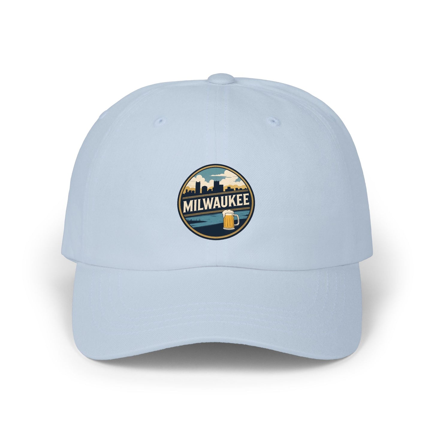 Milwaukee Skyline & Beer Patch Dad Cap — Vintage City Pride Baseball Hat
