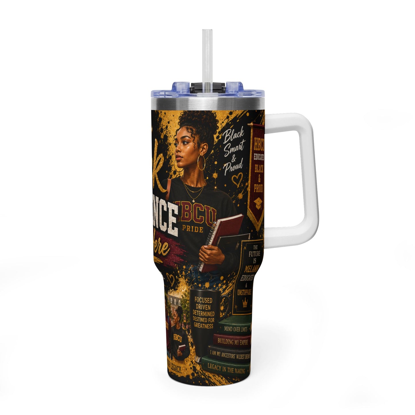 40oz Vacuum Tumbler – “Black Excellence Starts Here” Insulated Travel Cup