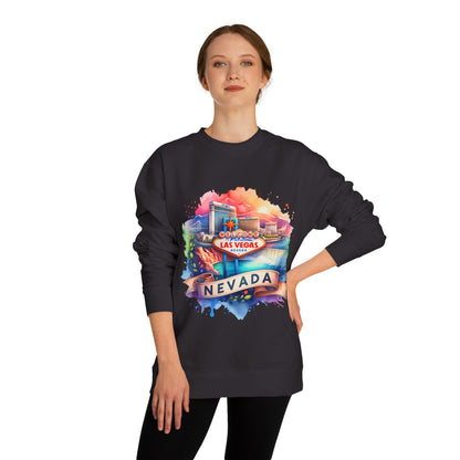 Nevada Las Vegas Watercolor Sweatshirt — Colorful Travel Souvenir Crewneck