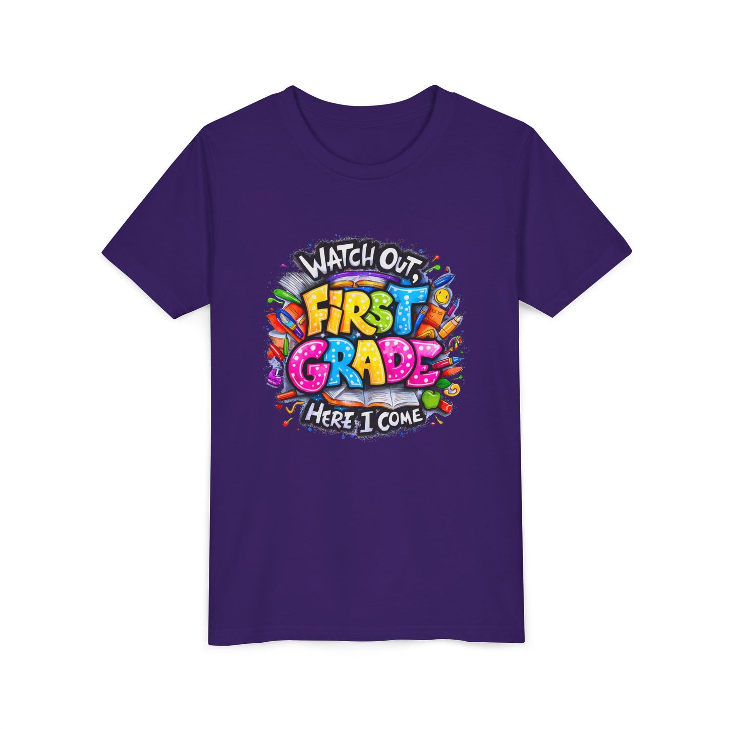 First Grade T-Shirt - "Watch Out First Grade Here I Come" Back-to-School Youth Tee