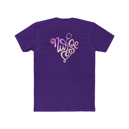 Nurse Heart Stethoscope T-Shirt — Gradient Script Nursing Tee